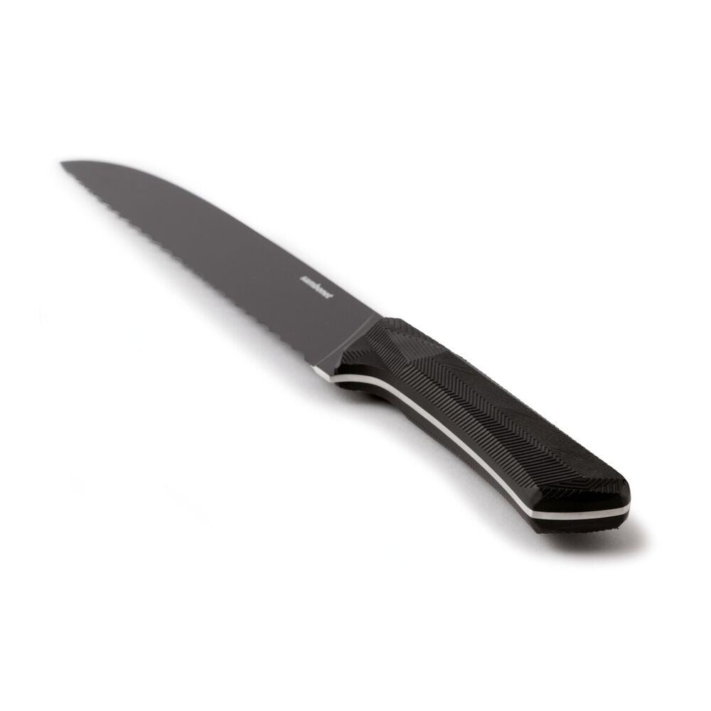 20 cm - Sambonet Black Edge Coltello Pane In Acciaio Inox Manico In Nylon