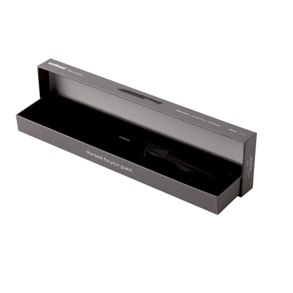 20 cm - Sambonet Black Edge Coltello Pane In Acciaio Inox Manico In Nylon