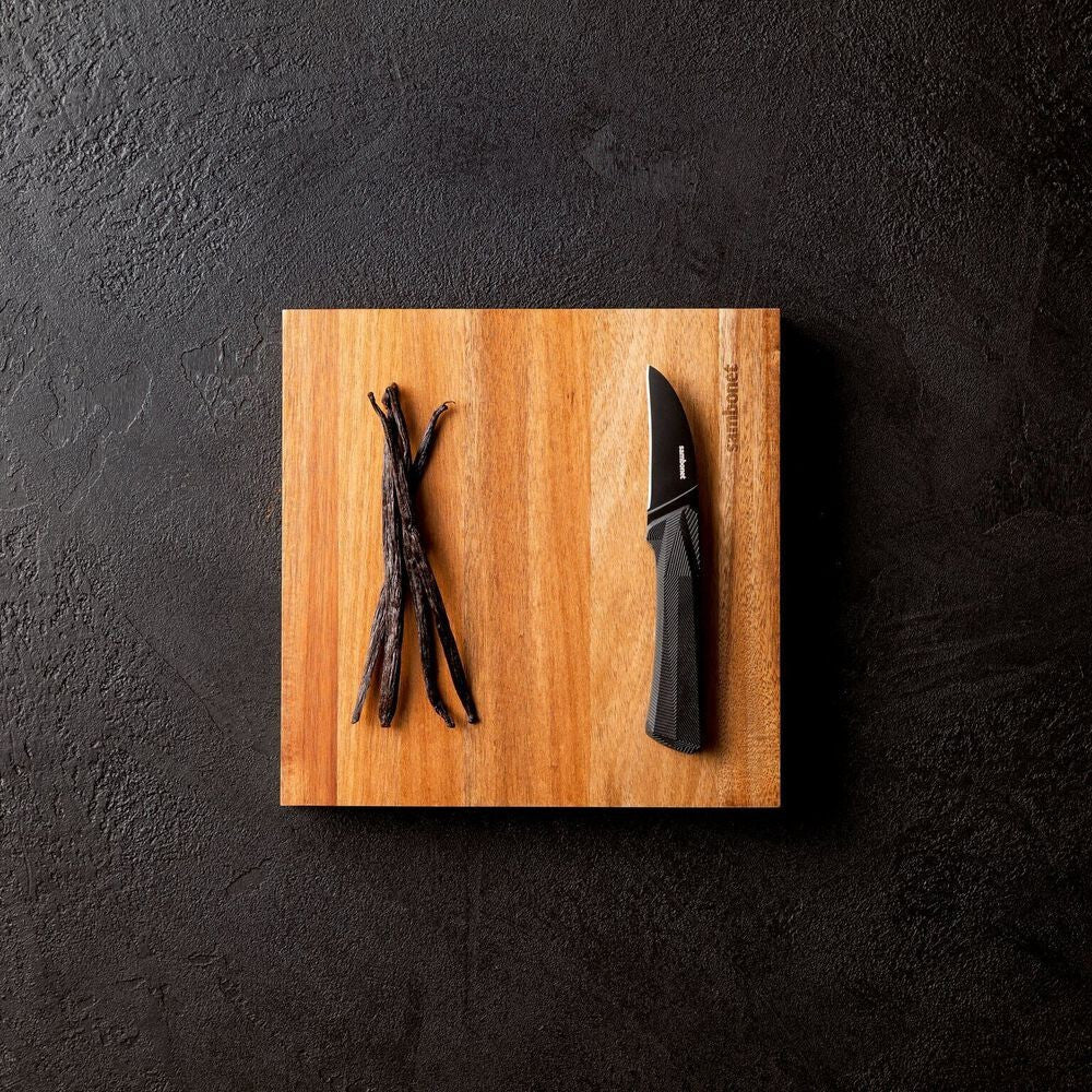 23x23 cm - Sambonet Black Edge Tagliere Cucina Magnetico Quadrato In Legno Di Acacia