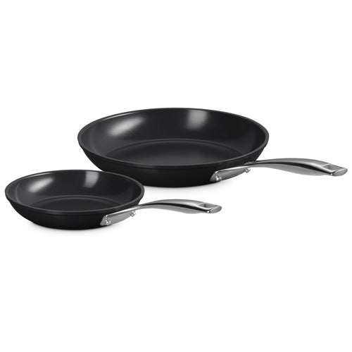 20-26 cm - Le Creuset Essential Set Padelle Basse Antiaderenti Con Rivestimento In Ceramica In Acciaio Inox Set 2 Pz