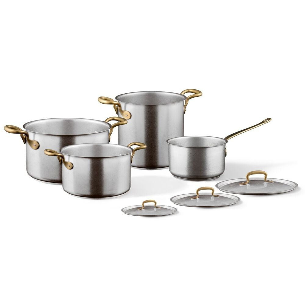 Sambonet 1965 Vintage Batteria Pentole In Acciaio Inox - Set 7 Pz