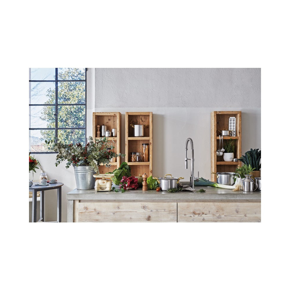 Sambonet 1965 Vintage Casseruola Alta In Acciaio Inox Manici In Ottone