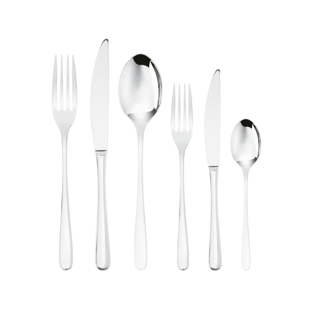 Porzellan-Tafelservice + Besteckset aus Edelstahl + Wassergläser-Set