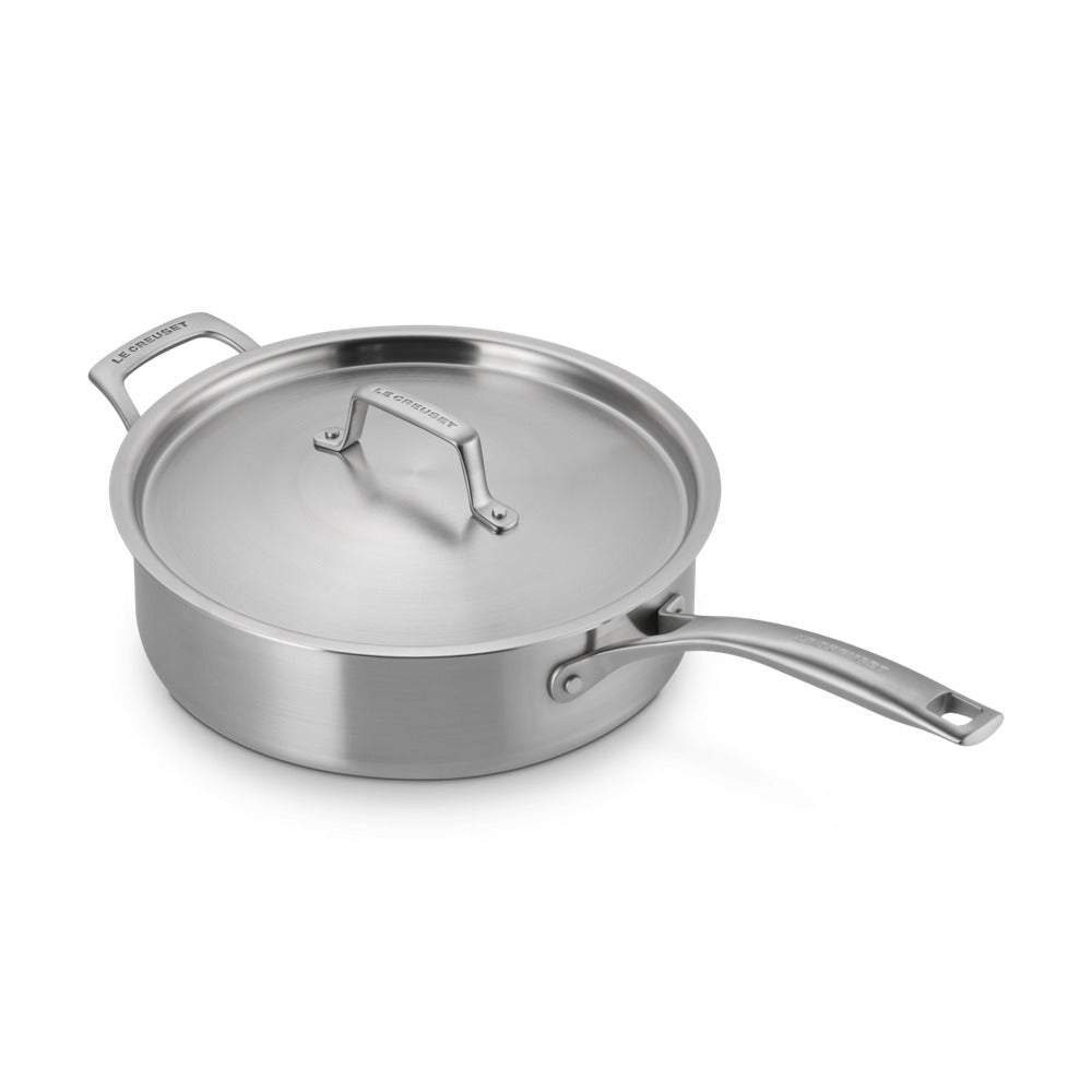 Le Creuset Essential Acciaio Inox Padella Alta Sautè Con Coperchio e Manico Lungo In Acciaio Inox