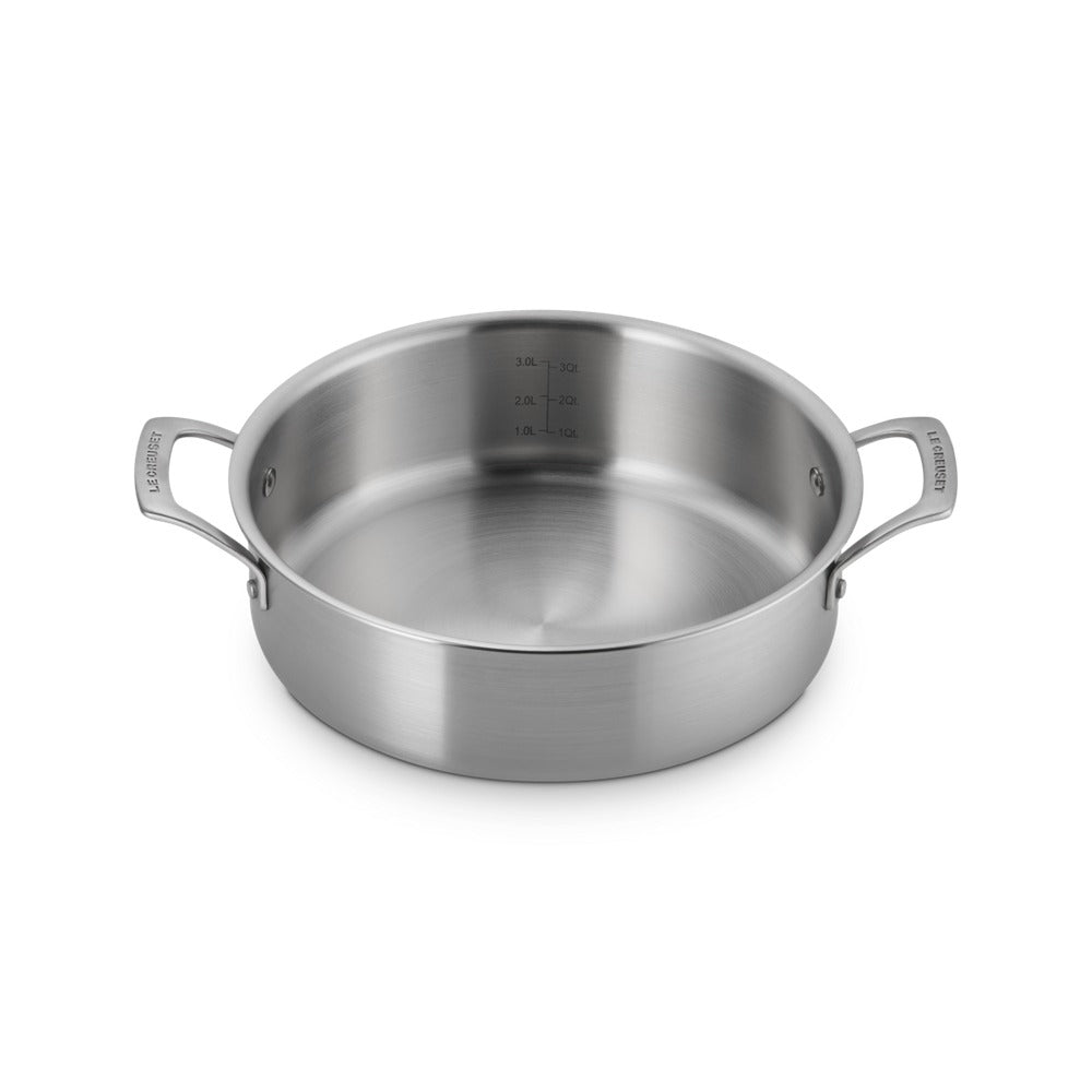 Le Creuset Essential Acciaio Inox Padella Alta Sautè Con Coperchio e Doppie Maniglie In Acciaio Inox