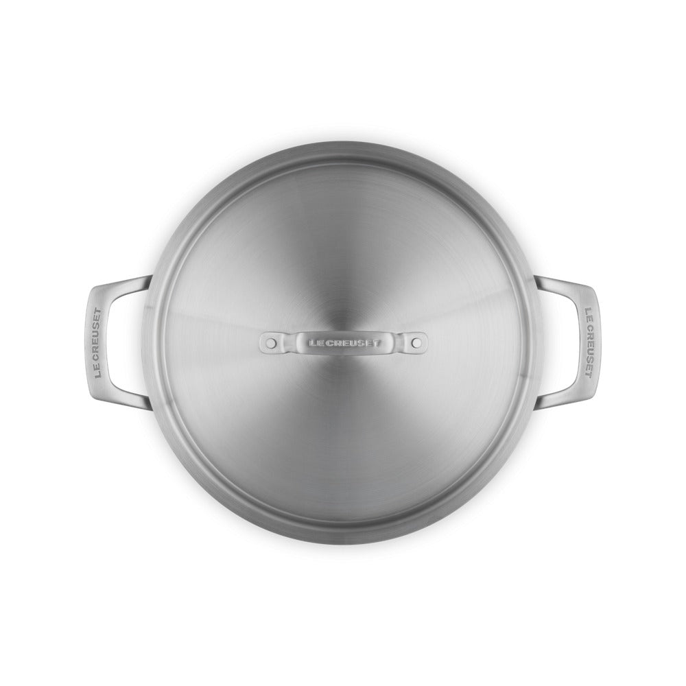 Le Creuset Essential Acciaio Inox Padella Alta Sautè Con Coperchio e Doppie Maniglie In Acciaio Inox