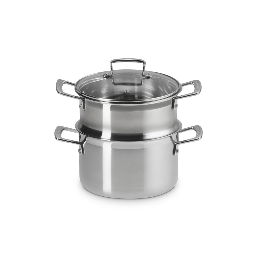 Le Creuset Acciaio Inox Casseruola Alta Con Vaporiera In Acciaio Inox