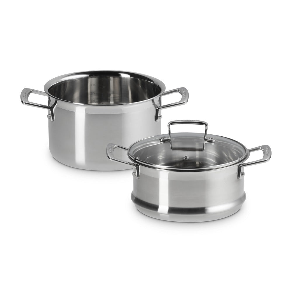 Le Creuset Acciaio Inox Casseruola Alta Con Vaporiera In Acciaio Inox