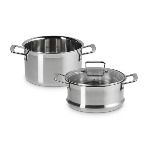 Le Creuset Acciaio Inox Casseruola Alta Con Vaporiera In Acciaio Inox