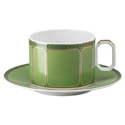 35 cl - Swarovski x Rosenthal Signum Tazza Cappuccino Con Piattino In Porcellana