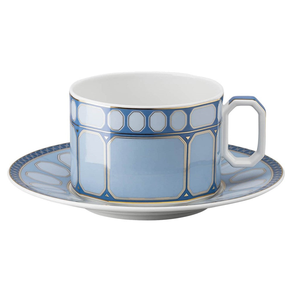 26 cl - Swarovski x Rosenthal Signum Tazza Tè Con Piattino In Porcellana