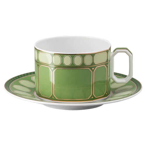 26 cl - Swarovski x Rosenthal Signum Tazza Tè Con Piattino In Porcellana