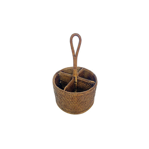 20 cm - Sambonet Radici Contenitore Rotondo In Rattan