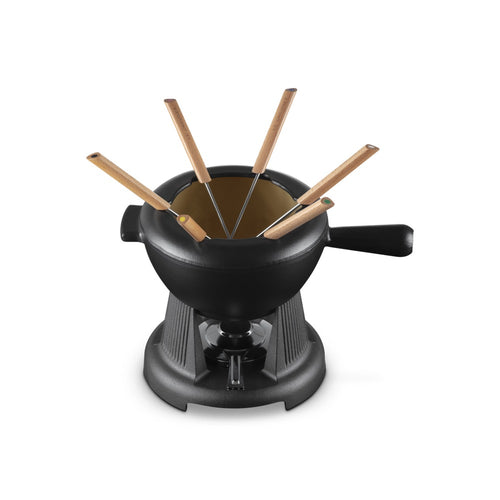 Le Creuset Savoiarda Set Fonduta Con 6 Forchettine e Fornello In Ghisa Vetrificata