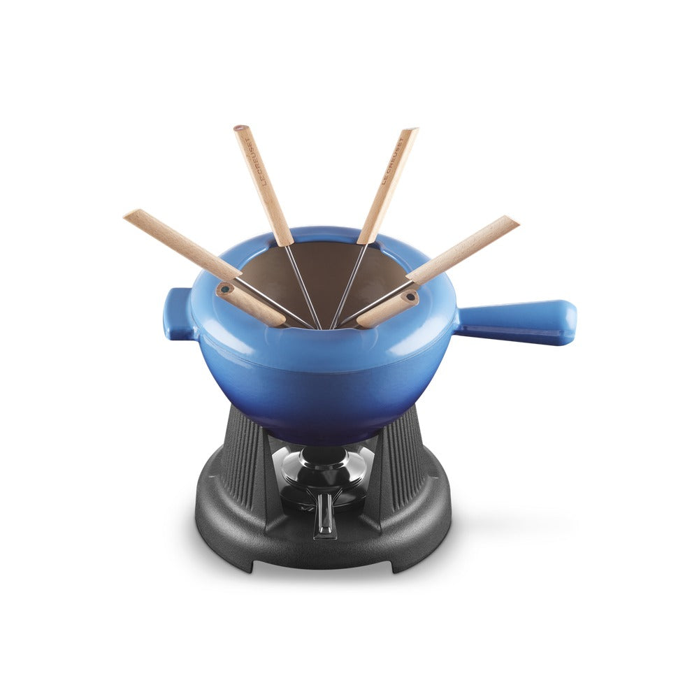 Le Creuset Savoiarda Set Fonduta Con 6 Forchettine e Fornello In Ghisa Vetrificata
