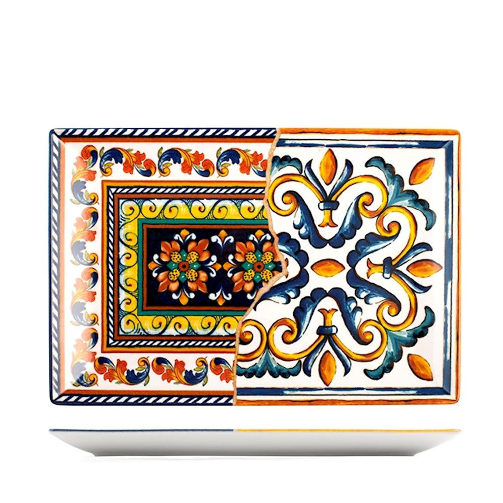 30x20 cm - H&H Positano Piatto Piano Rettangolare In Stoneware Set 6 Pz