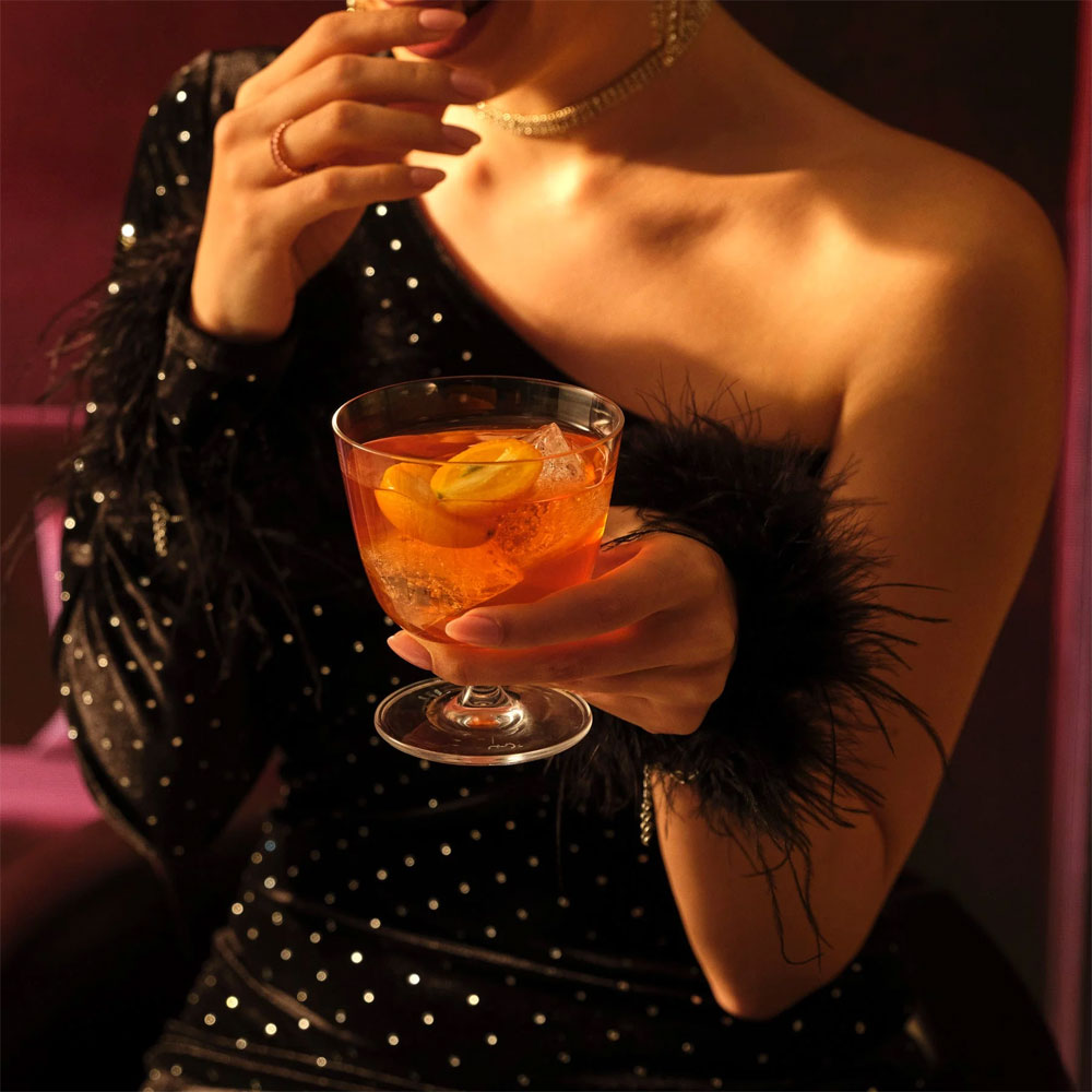 32 cl - Nude Bargiani Calice Cocktail Old Fashioned - In Vetro - Set 6 Pz