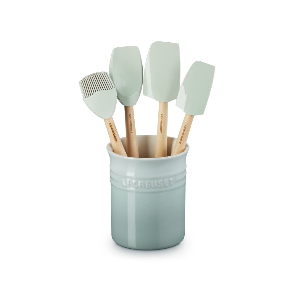 Le Creuset Craft Evolution Set Spatole Cucina In Silicone Con Contenitore In Gres Vetrificato Set 5 Pz