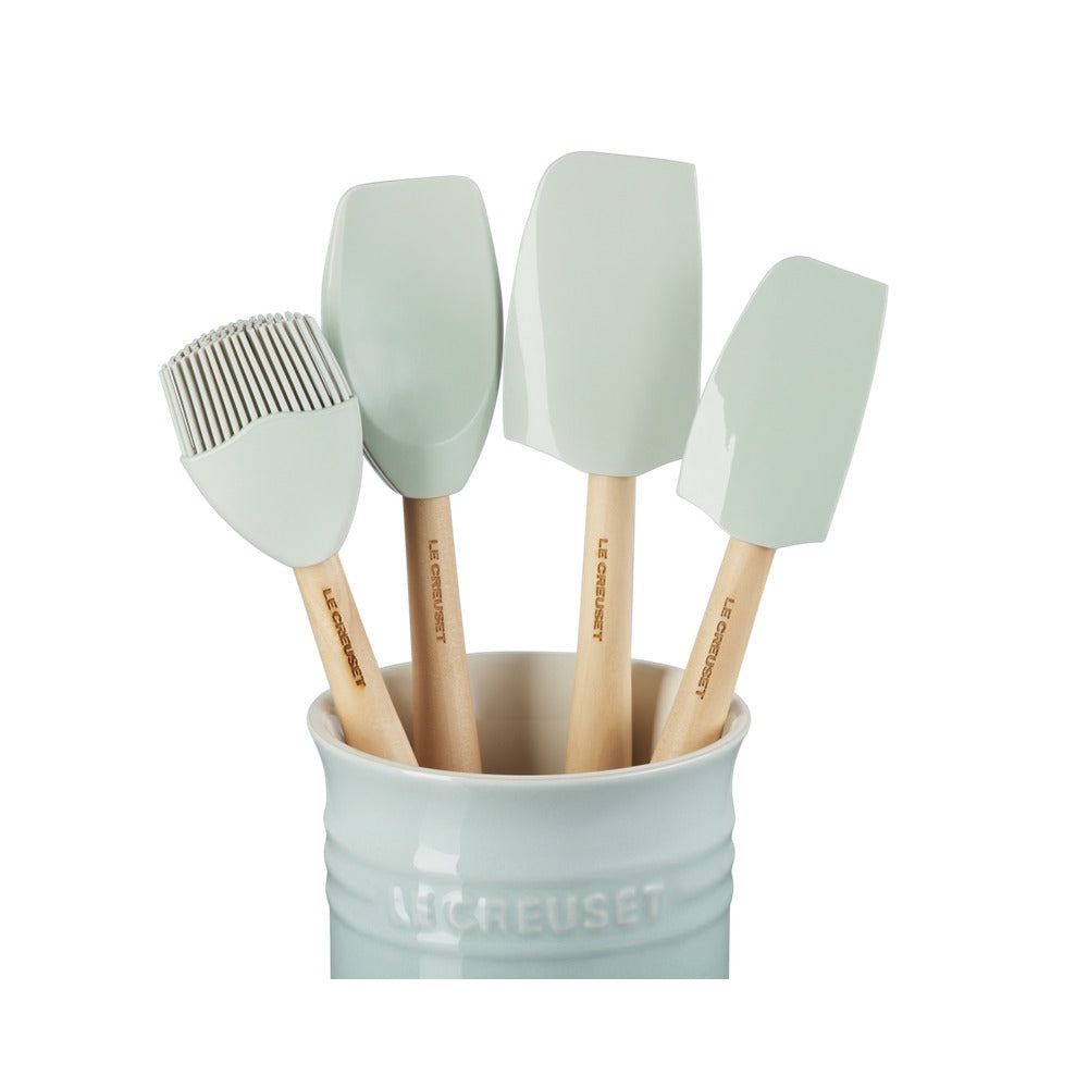 Le Creuset Craft Evolution Set Spatole Cucina In Silicone Con Contenitore In Gres Vetrificato Set 5 Pz