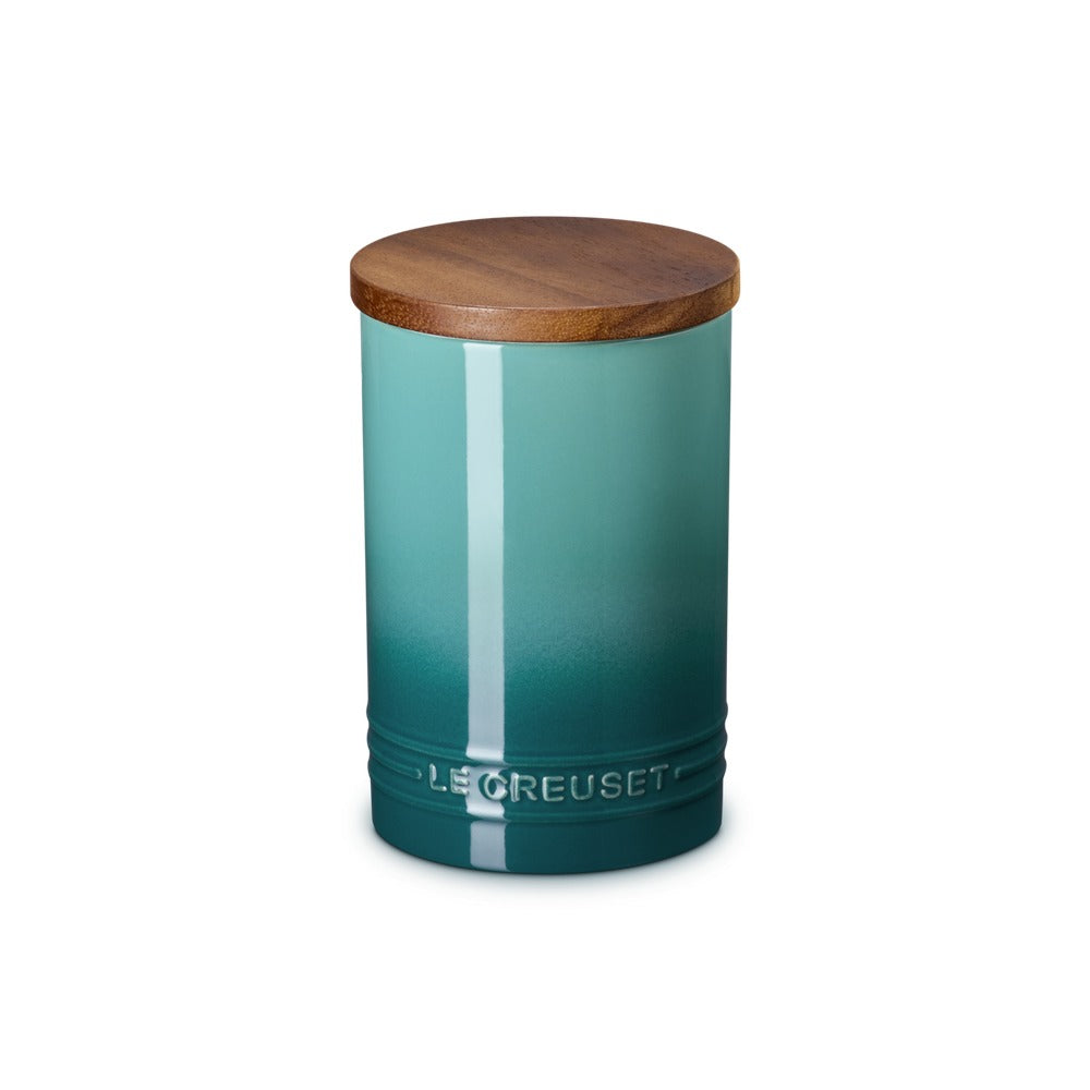 77 cl - Le Creuset Evolution Barattolo In Gres Vetrificato Con Coperchio In Legno