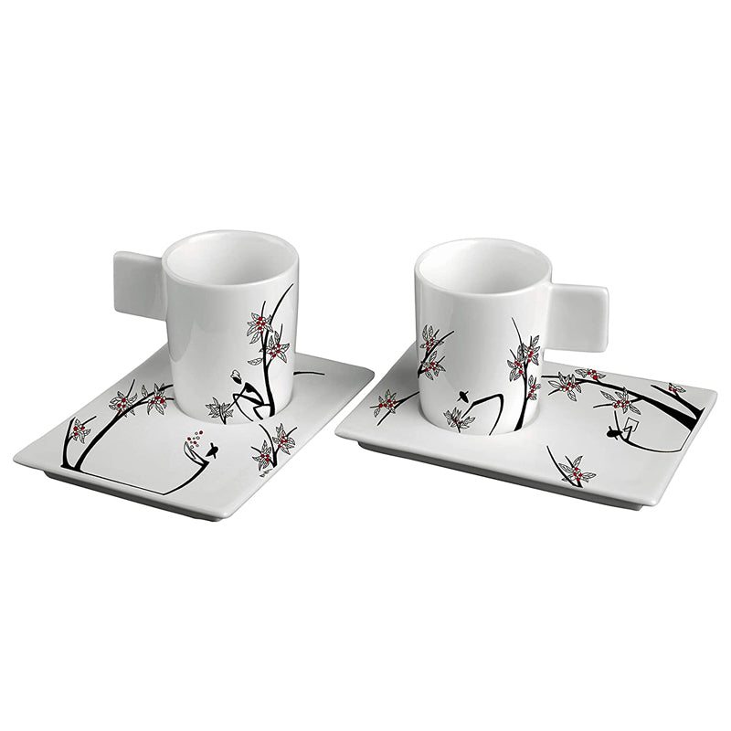 Deagourmet Geo Origini Tazzzine Caffe In Porcellana Con Piattini Set 2 Pz