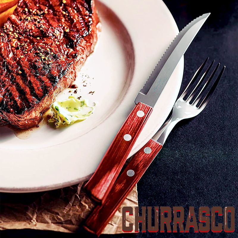 Tramontina Churrasco Servizio Posate In Acciaio Inox Poliwood Set 12 Pz