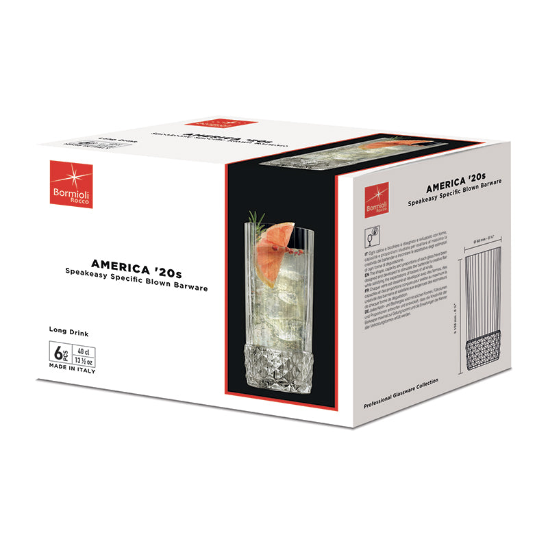 40 Cl Bormioli Rocco America 20S Bicchiere Cocktail In Vetro Set 6 Pezzi