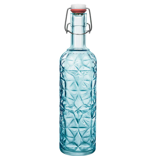 Set de Verres à Eau (Bleu) + Bouteille en Verre (Bleu Clair) Oriente