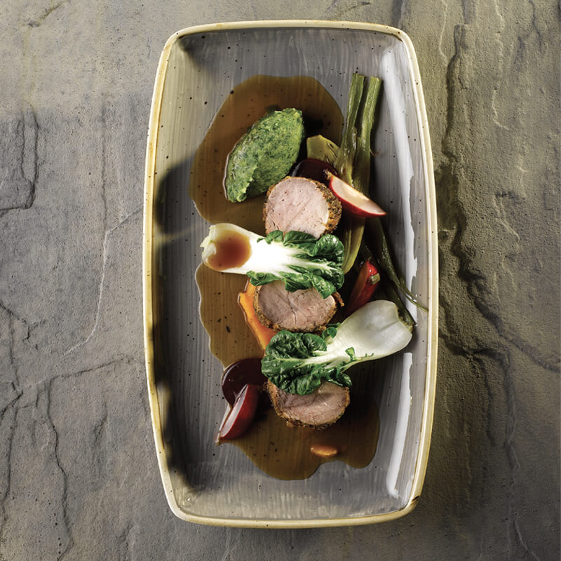 35x18.5 cm - Stonecast Rectangular Tray Plate In Vitrified Porcelain