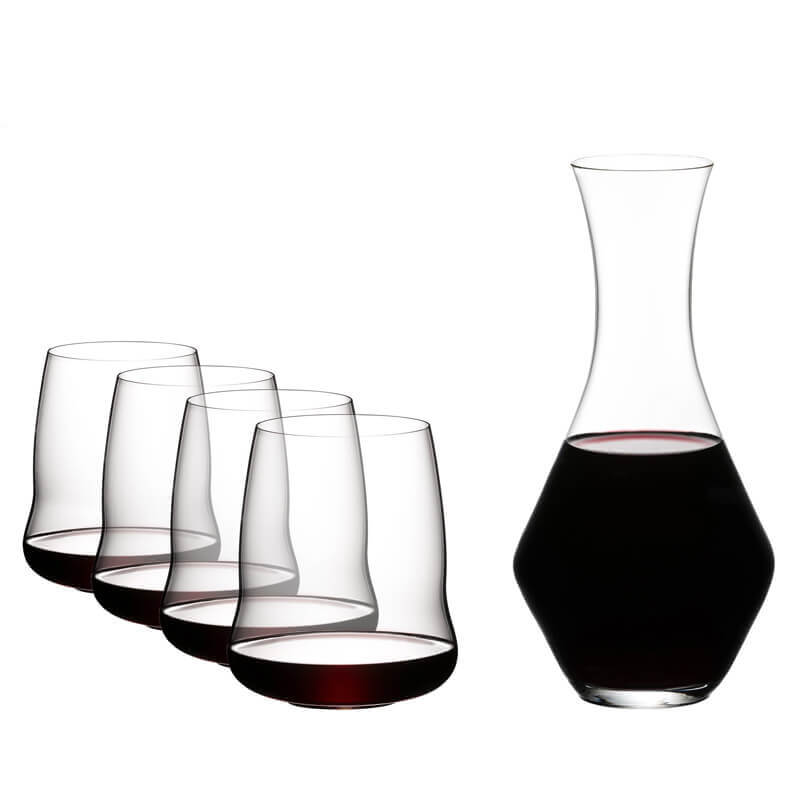 Riedel Steamless Wings Set Calici E Decanter Cabernet In Vetro Set 5 Pezzi