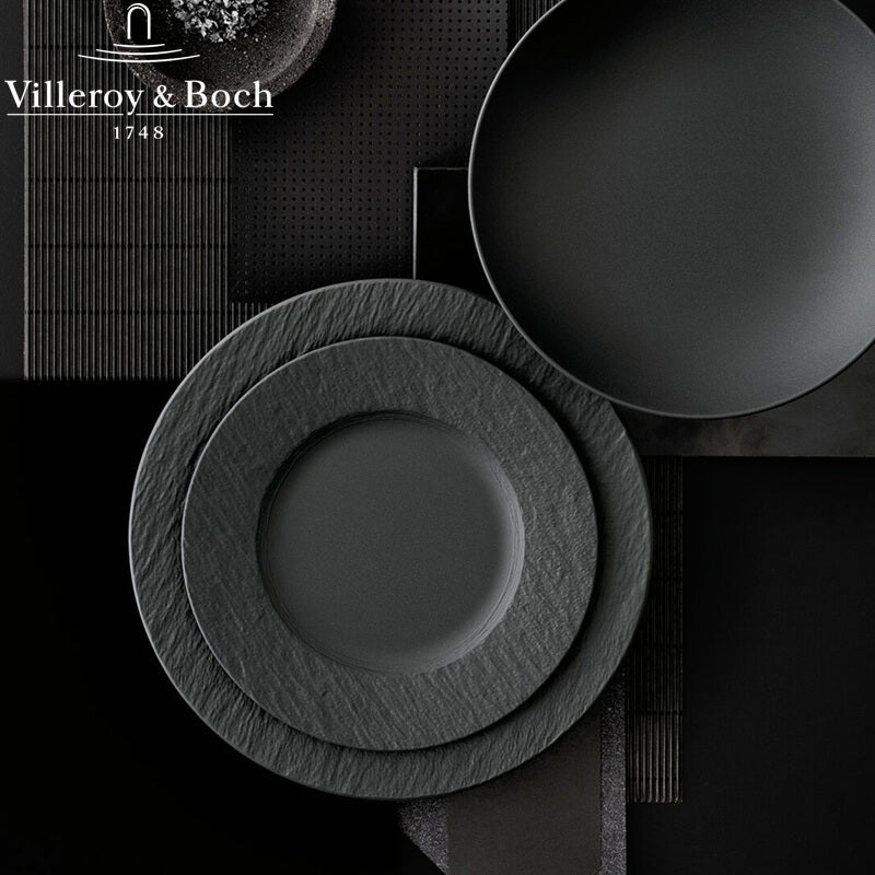 27 Cm Villeroy And Boch Manufacture Rock Piatto Piano In Porcellana Set 6 Pz