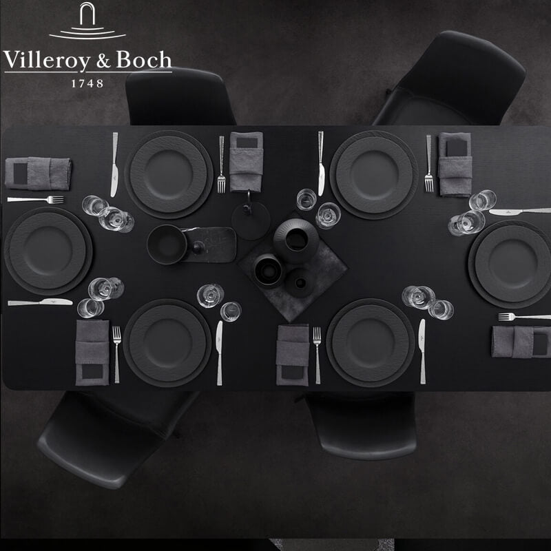 27 Cm Villeroy And Boch Manufacture Rock Piatto Piano In Porcellana Set 6 Pz