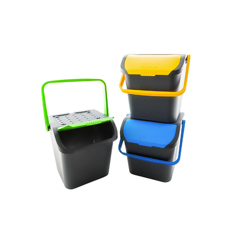 28 Lt Ecoplast Ecologic Pattumiera Rettangolare In Plastica Set 3 Pz