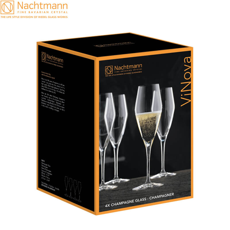 28 Cl Nachtmann Vinova Calice Flute In Vetro Set 4 Pezzi