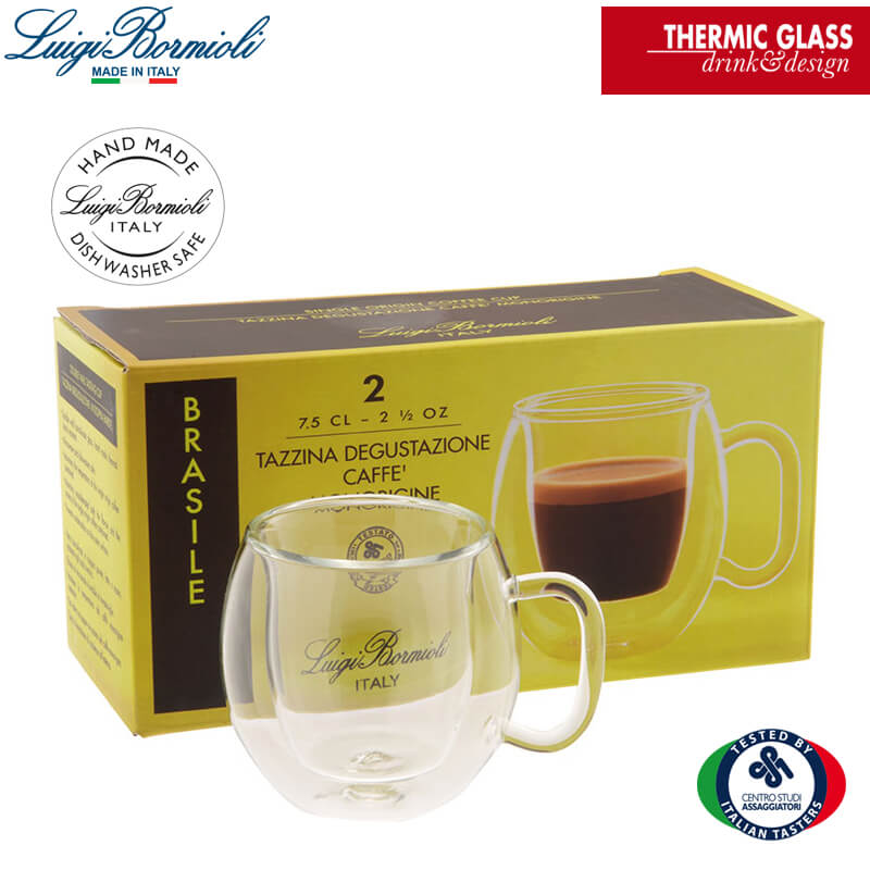 7.5 cl - Thermic Glass Tasse À Espresso Monorigine Brésil En Verre Thermique - Ensemble 2 Pcs