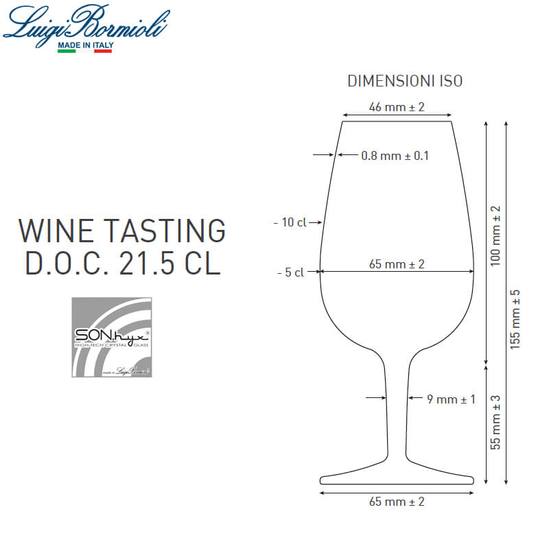21 5 Cl Bormioli Luigi Doc Iso Calice Degustazione In Vetro Set 6 Pezzi