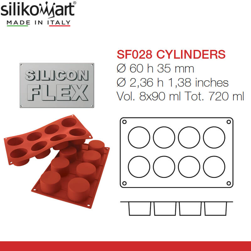8 Forme Silikomart Classic Stampo Cilindro In Silicone