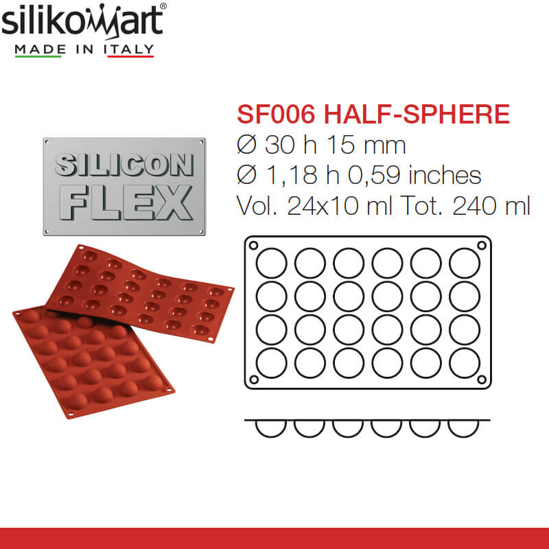 24 Forme Silikomart Classic Stampo Semisfera In Silicone