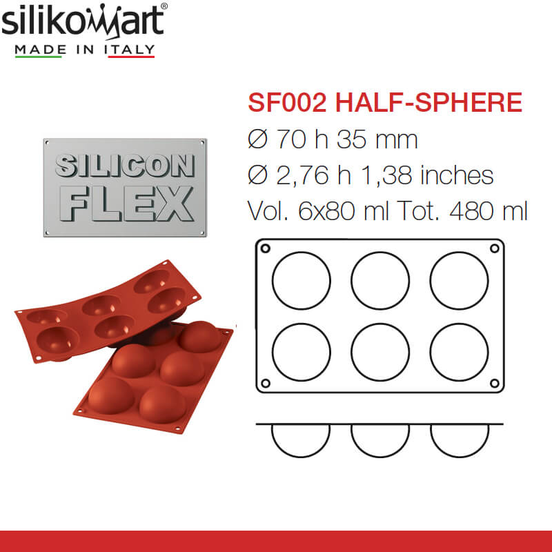 6 Forme Silikomart Classic Stampo Semisfera In Silicone