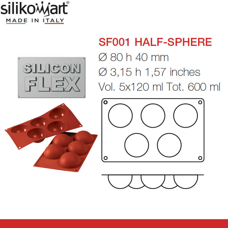 5 Forme Silikomart Classic Stampo Semisfera In Silicone