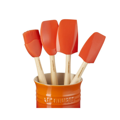 Le Creuset Craft Evolution Set Spatole Cucina In Silicone Con Contenitore In Gres Vetrificato Set 5 Pz