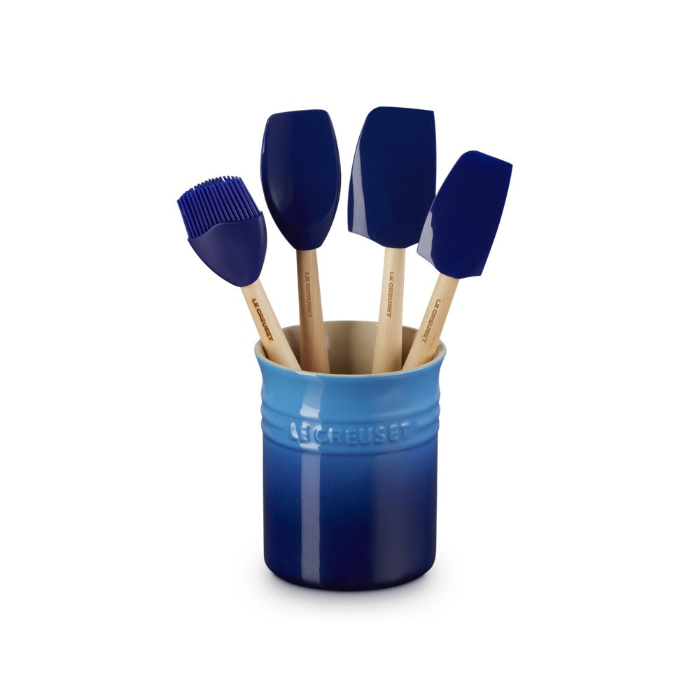 Le Creuset Craft Evolution Set Spatole Cucina In Silicone Con Contenitore In Gres Vetrificato Set 5 Pz