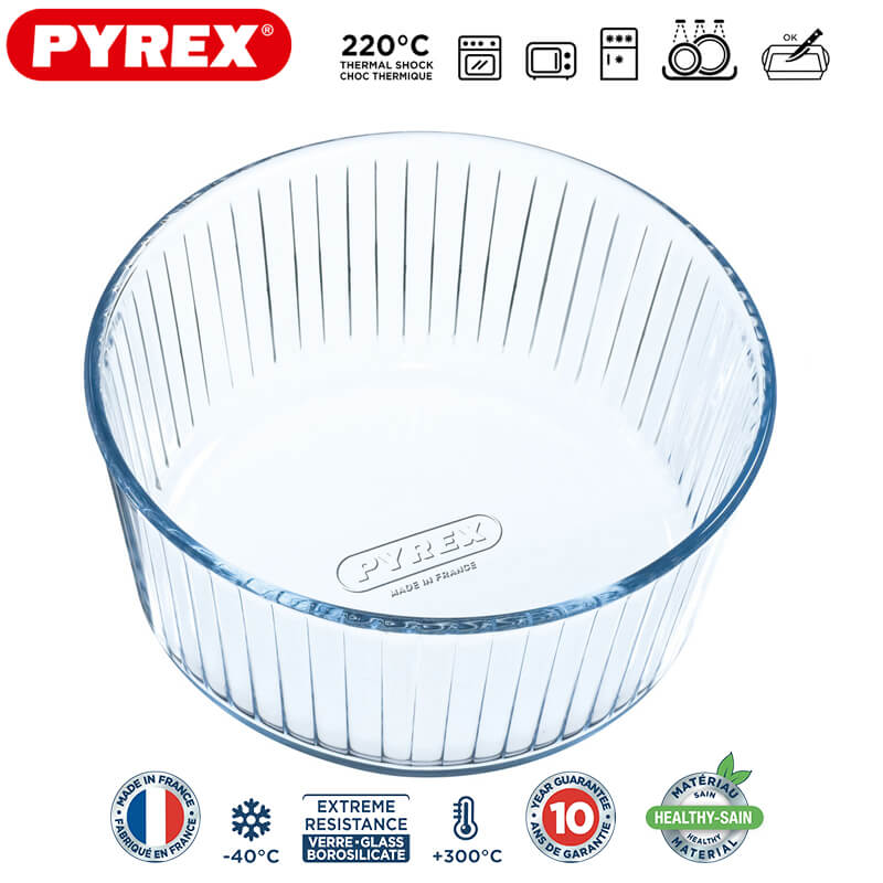 21 Cm Pyrex Bake And Enjoy Stampo Souffle Rotondo In Vetro Borosilicato