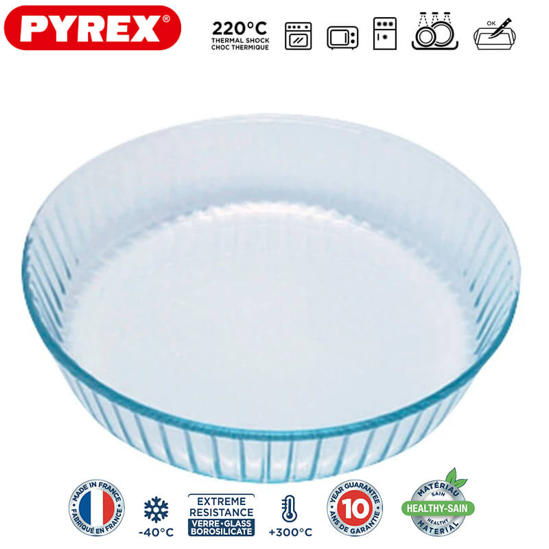 26 Cm Pyrex Cook And Freeze Tortiera Rotondo In Vetro Borosilicato