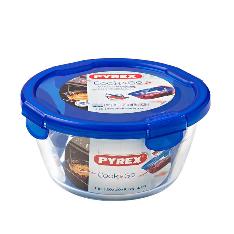 Pyrex Cook And Go Contenitore Per Alimenti Ermetico Rotondo In Vetro Borosilicato