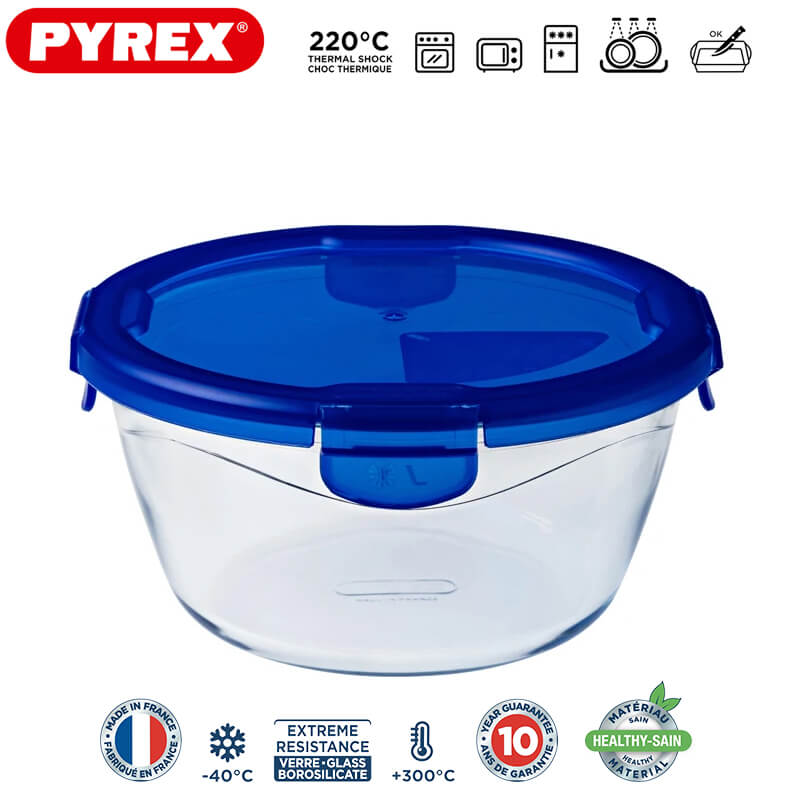 Pyrex Cook And Go Contenitore Per Alimenti Ermetico Rotondo In Vetro Borosilicato