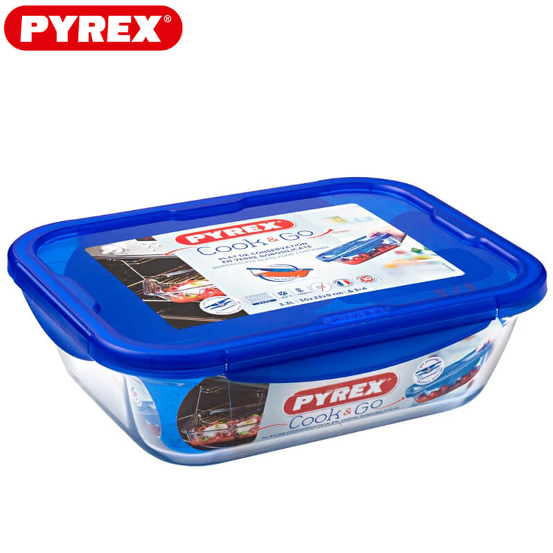 Pyrex Cook And Go Contenitore Per Alimenti Ermetico Rettangolare In Vetro Borosilicato