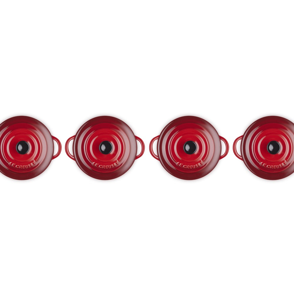 10 cm - Mini Cocotte Rundes Gusseisen-Kochtopf - Set 4 Stk