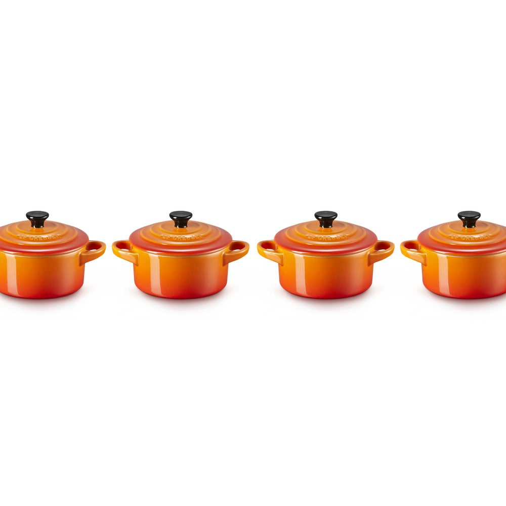 10 cm - Mini Cocotte Rundes Gusseisen-Kochtopf - Set 4 Stk