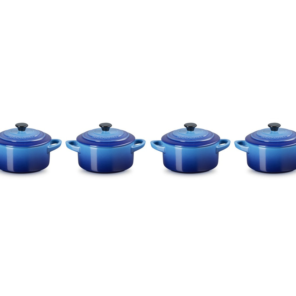 10 cm - Mini Cocotte Rundes Gusseisen-Kochtopf - Set 4 Stk